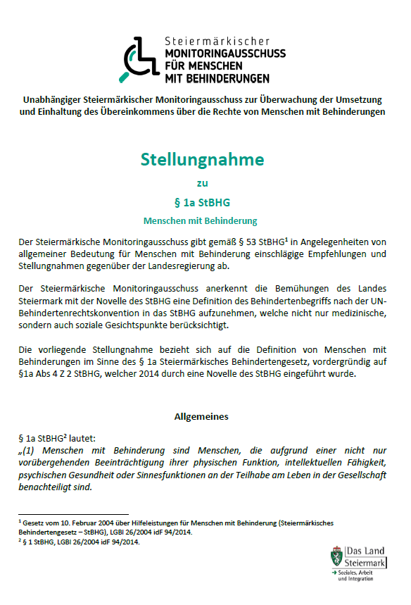 Stellungnahme zu §1a